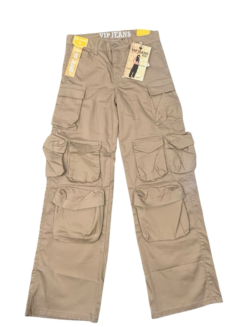 VIP Beige Wide-Leg Women’s Baggy Cargo Pants NWT 3D Pockets 9/10 Skatercore